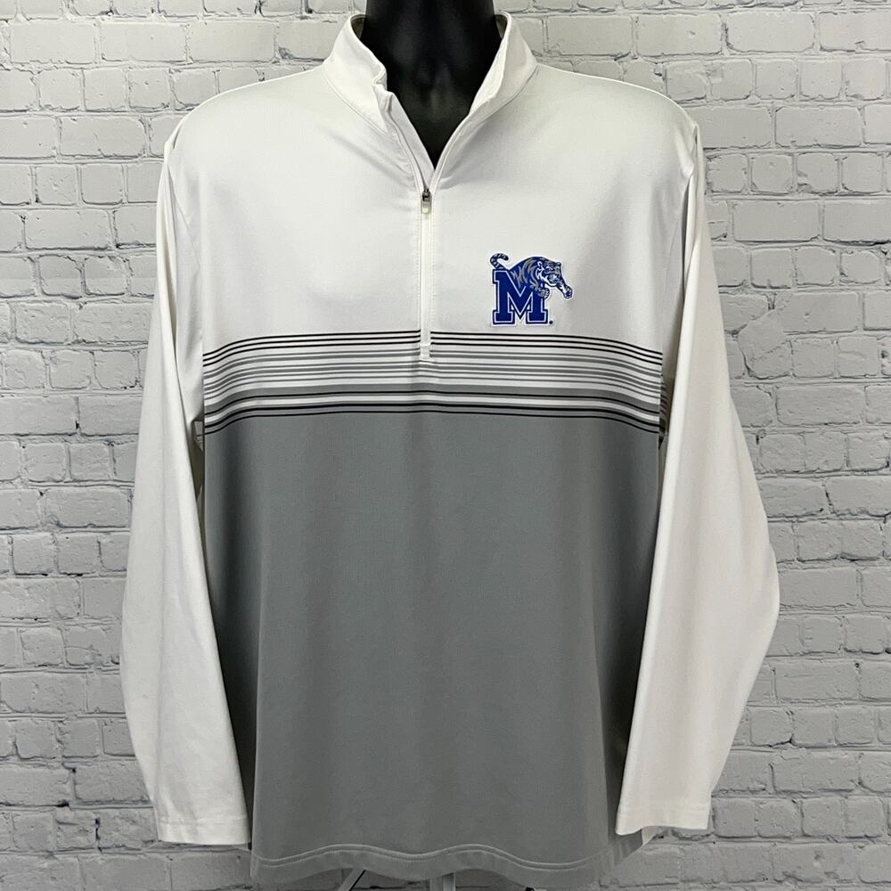 Memphis Tigers 1/4 Quarter Zip Pullover Shirt XL X-Large White Antigua Golfer
